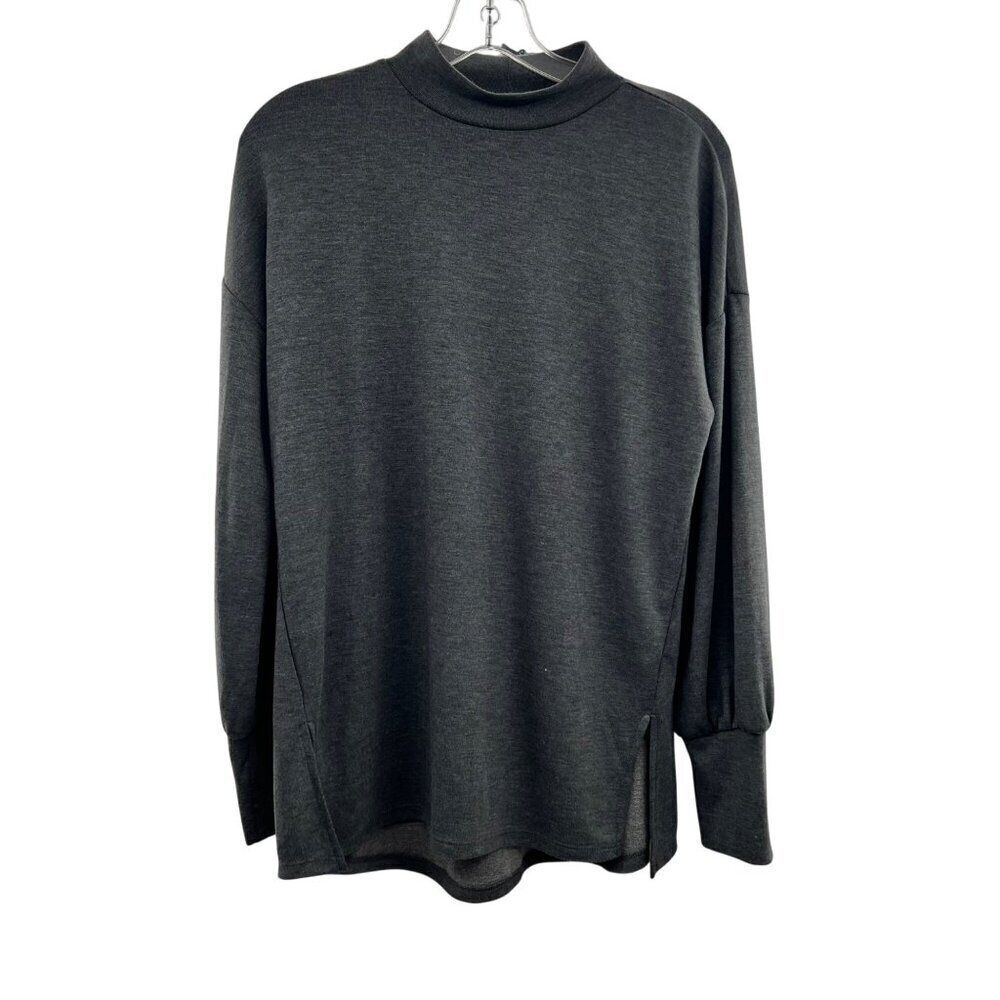 Ophelia Roe Mock Neck Sweatshirt Gray Women's Size Small Long Sleeve